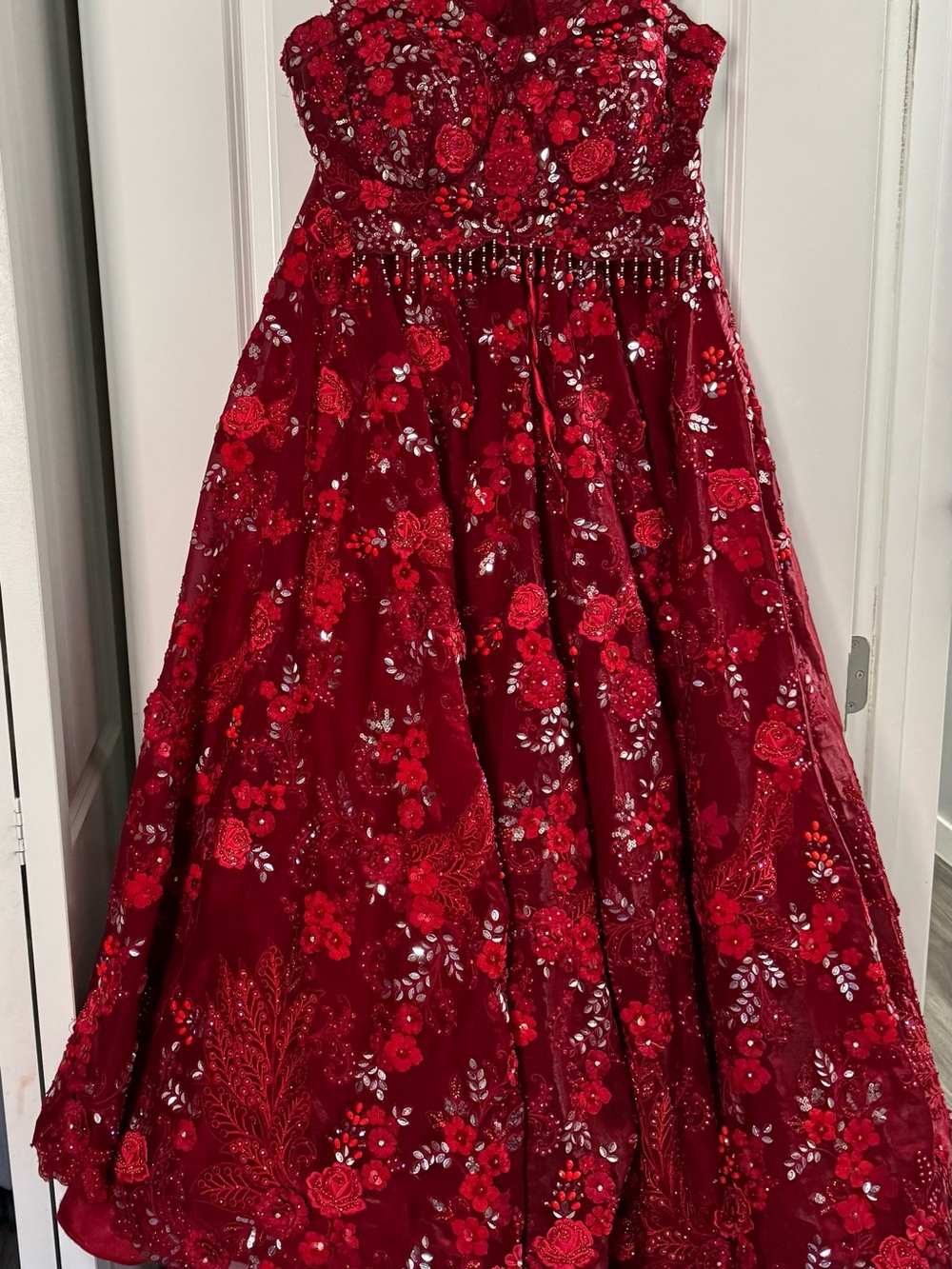 Elegant Red Embroidered Lehenga